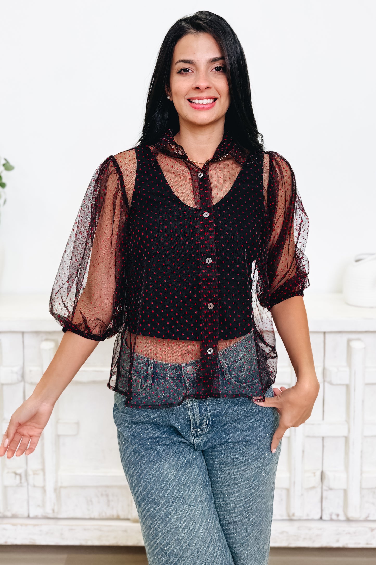 Dotty Parton Button Down Top - 2 Colors!