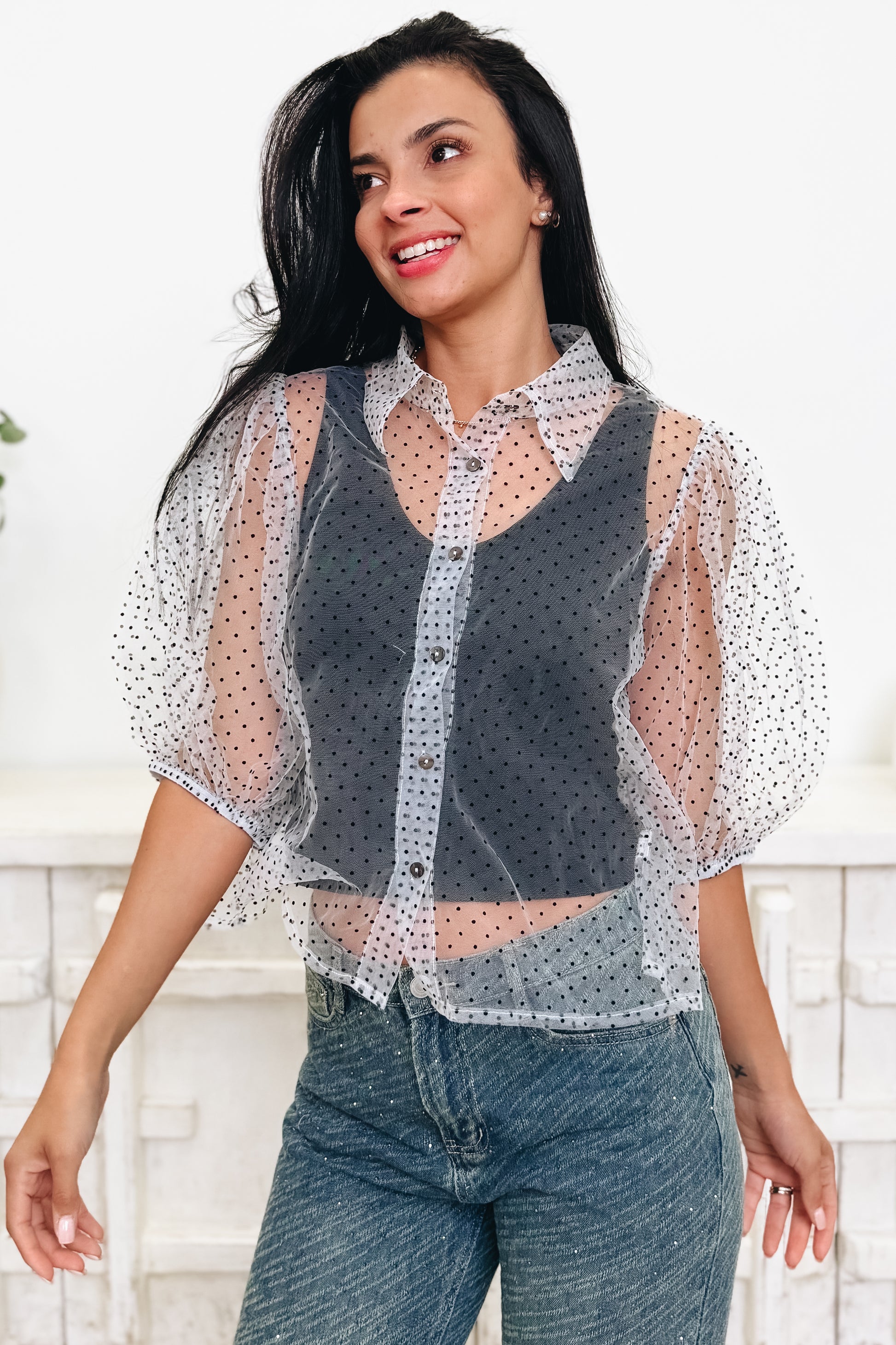 Dotty Parton Button Down Top - 2 Colors!