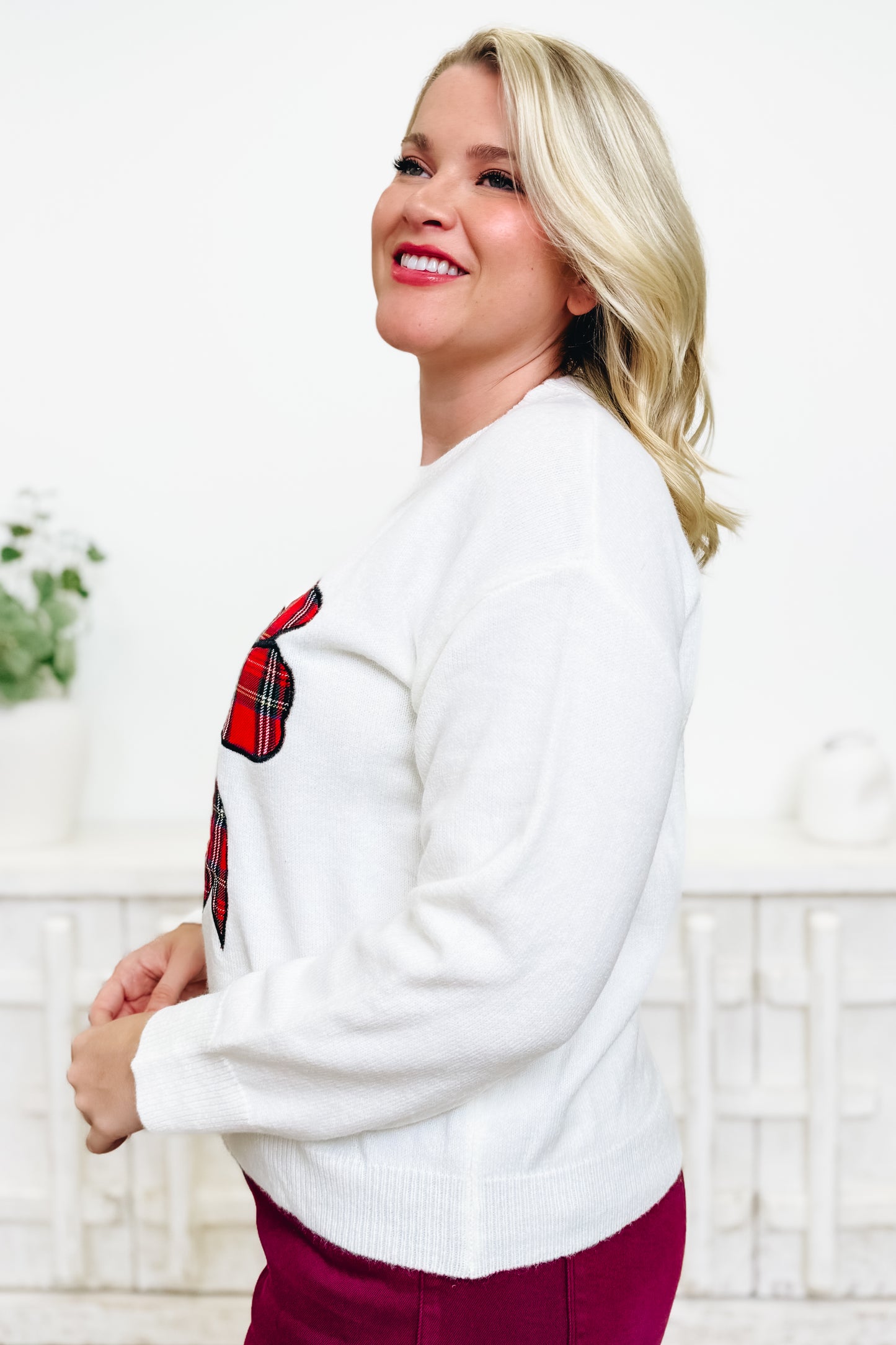Christmas Plaid Bow Sweater