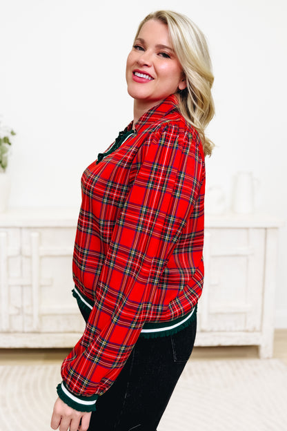 'Tis The Season Plaid Top