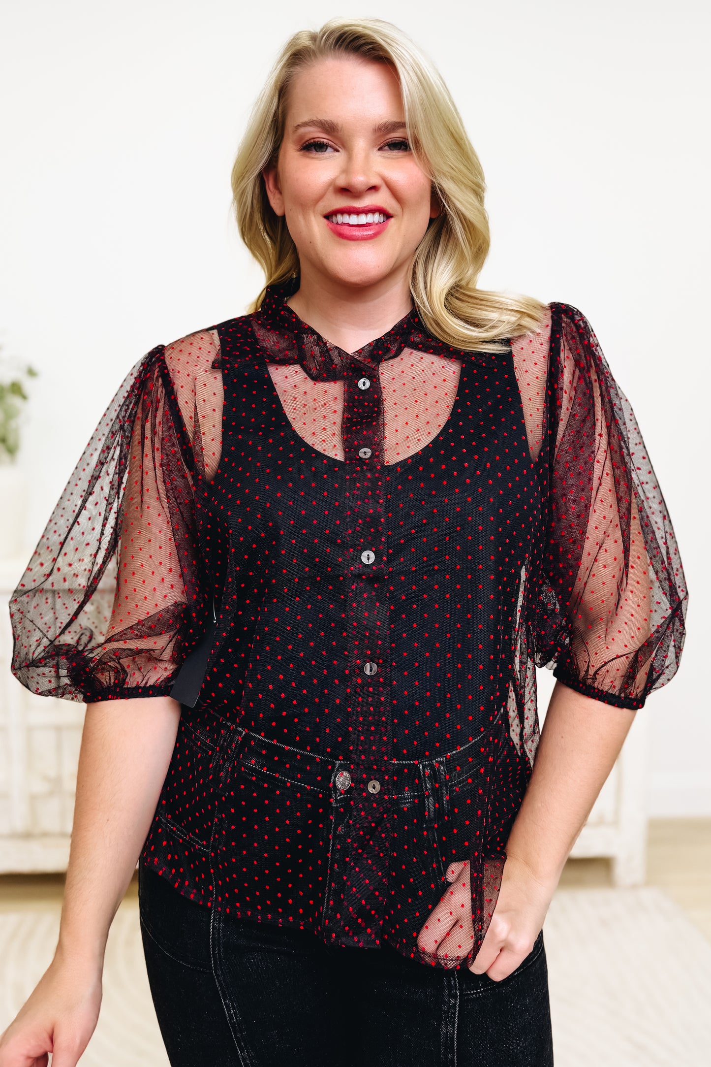 Dotty Parton Button Down Top - 2 Colors!
