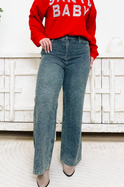 Born To Shine By Mica - Embellished Wide Leg Jeans