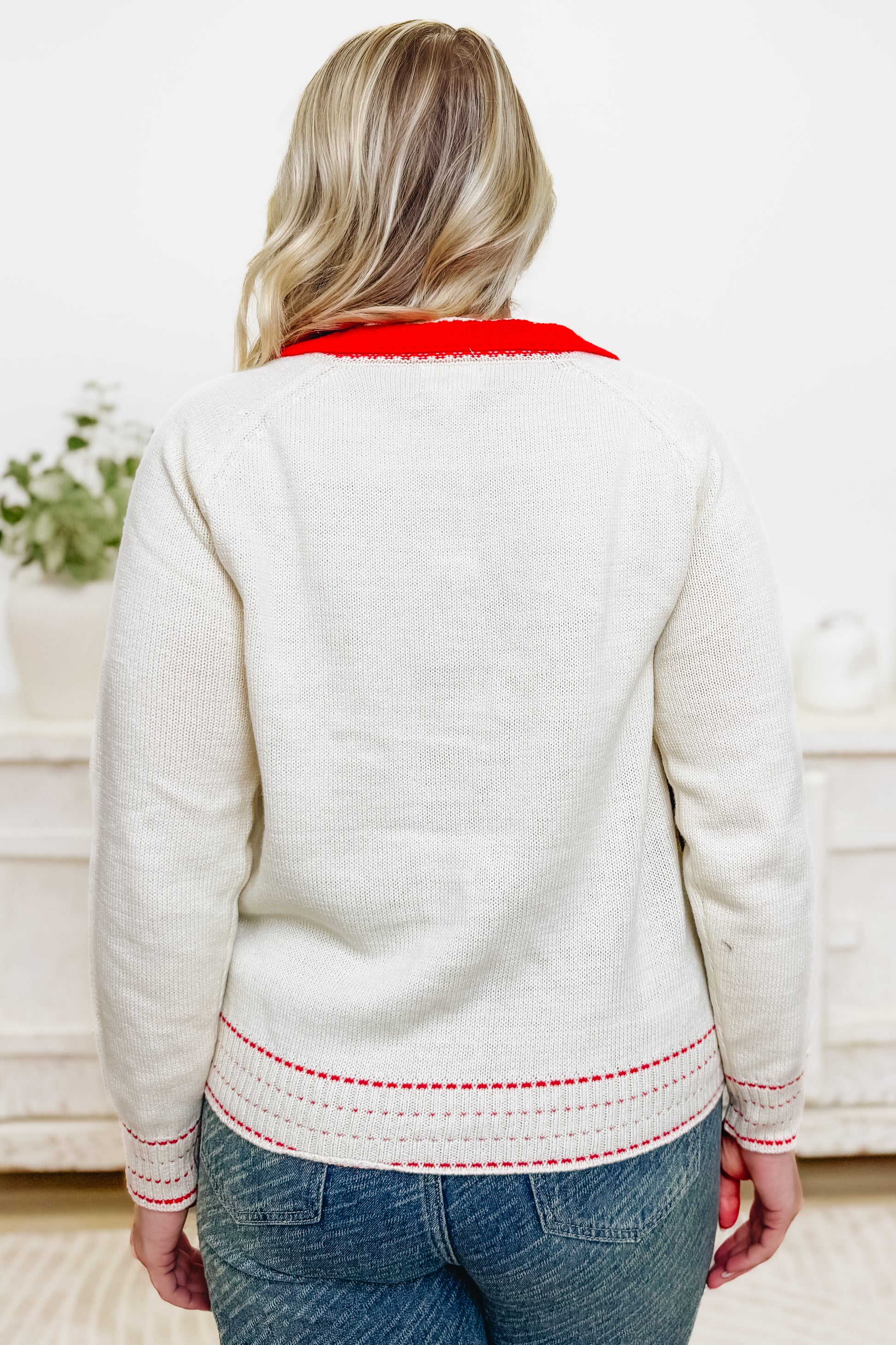 Candy Cane Train Button Down Sweater