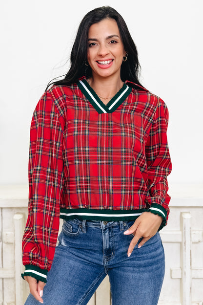 'Tis The Season Plaid Top