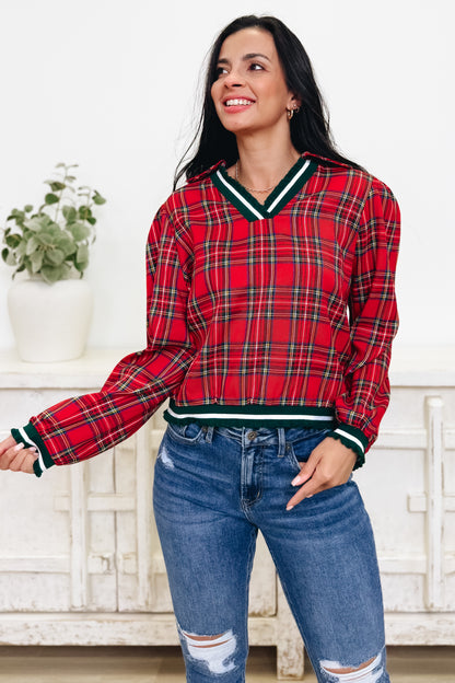 'Tis The Season Plaid Top