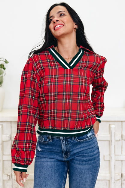'Tis The Season Plaid Top
