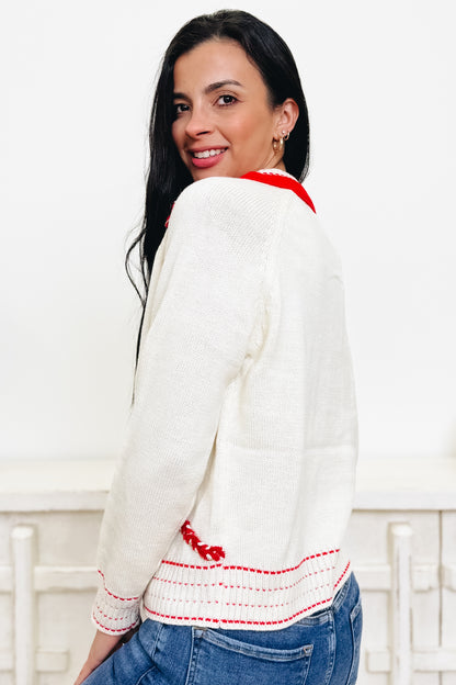 Candy Cane Train Button Down Sweater