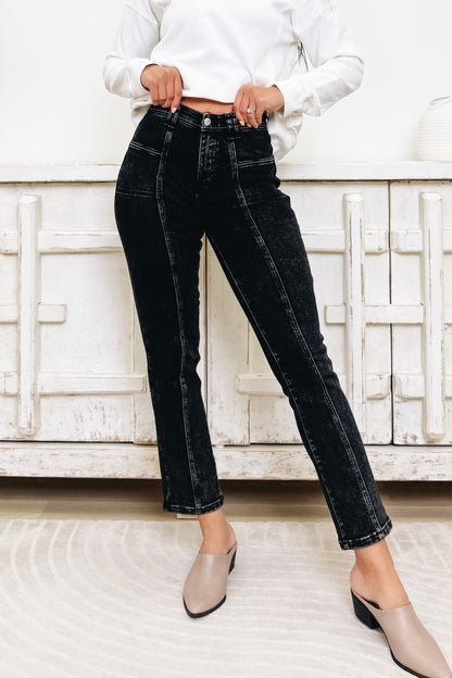 All Nighter By Saige Denim - Mid Rise Slim Straight Jeans - Black