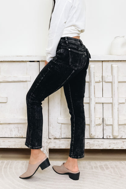 All Nighter By Saige Denim - Mid Rise Slim Straight Jeans - Black
