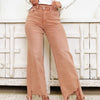 Distress & Impressed Straight Jeans - Mocha Mousse