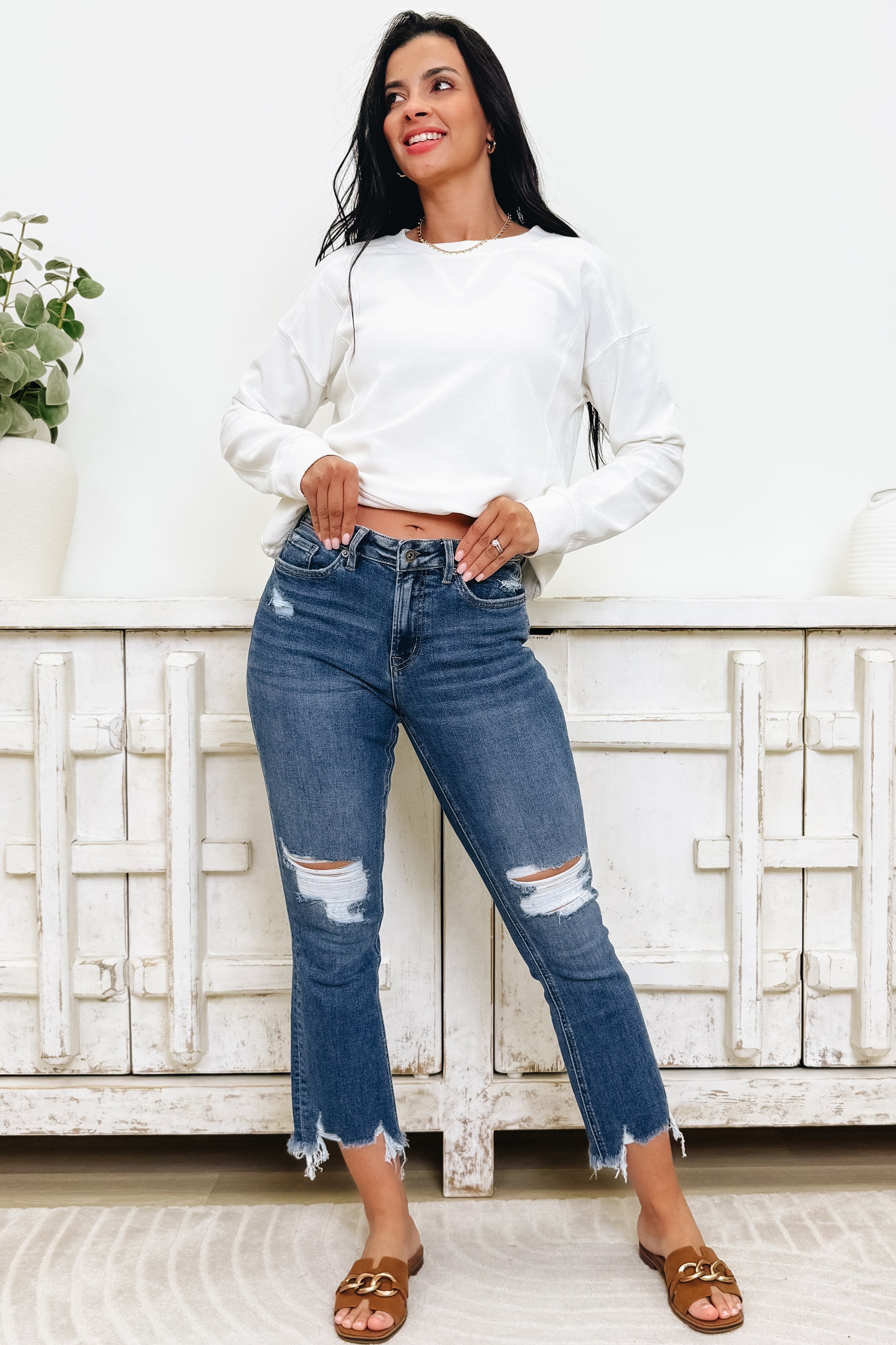 Sweet Sort Of Love By Mica - High Rise Bootcut Jeans - Bluish Blue