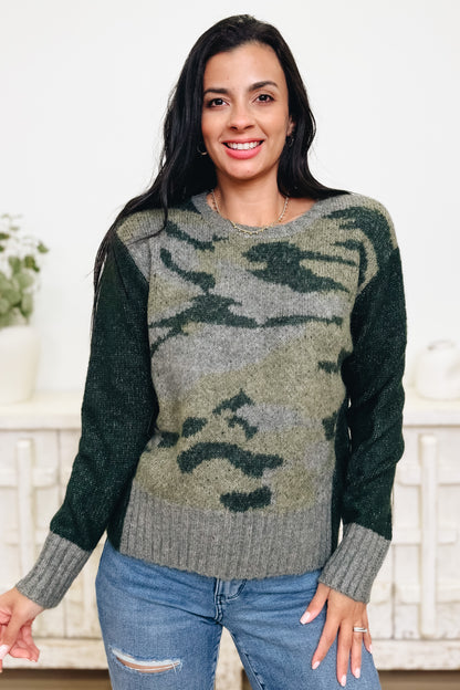 Seek & You Shall Find Camo Sweater