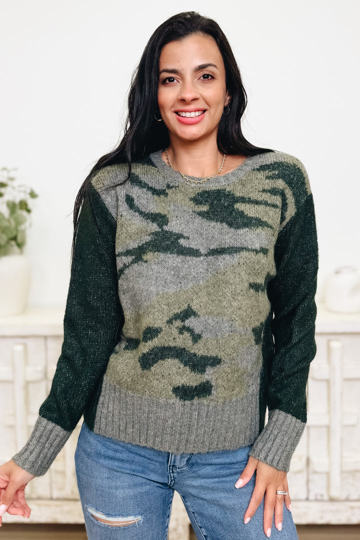 Seek & You Shall Find Camo Sweater