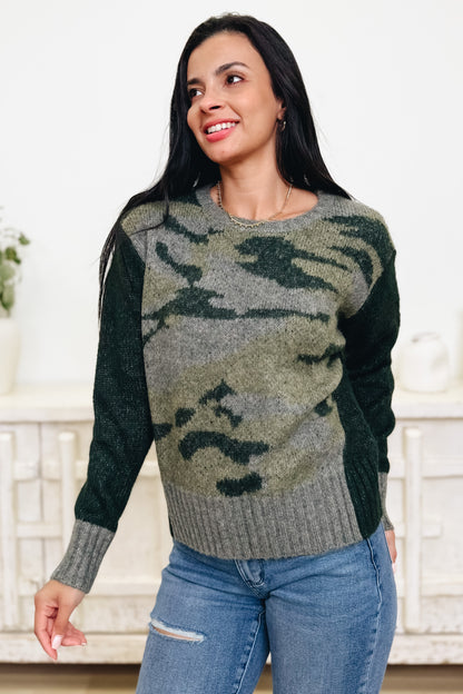 Seek & You Shall Find Camo Sweater