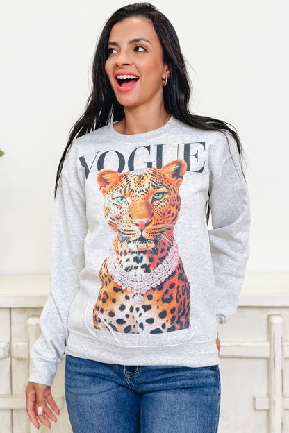 Fierce In Vogue Leopard Graphic Sweatshirt