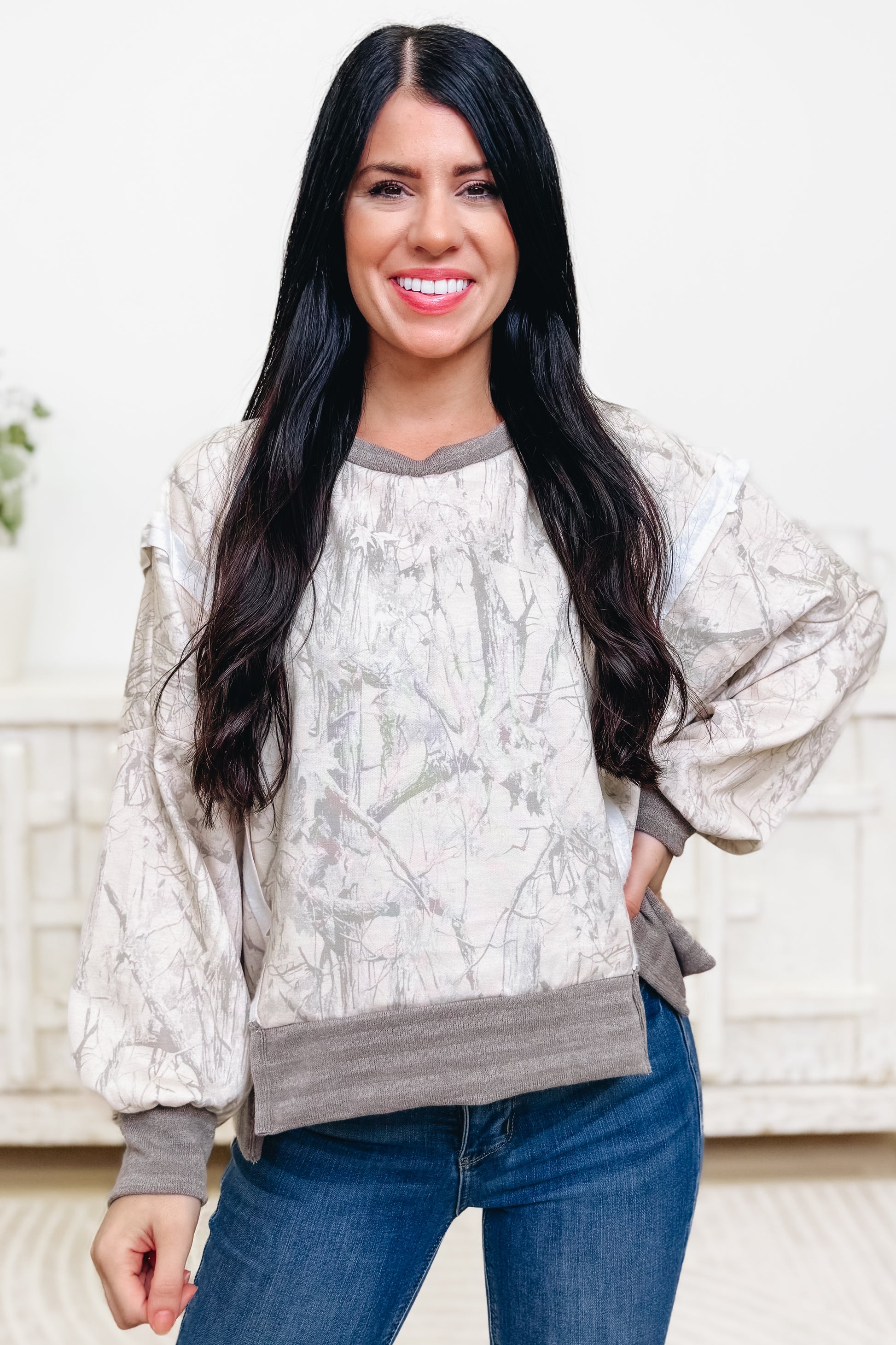 Barely There Camo Pullover Top