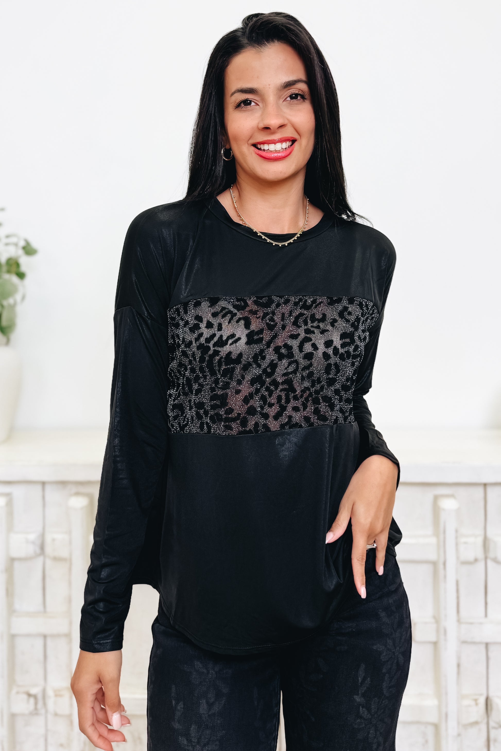 Shimmering Ferocity Leopard Top - 2 Colors!