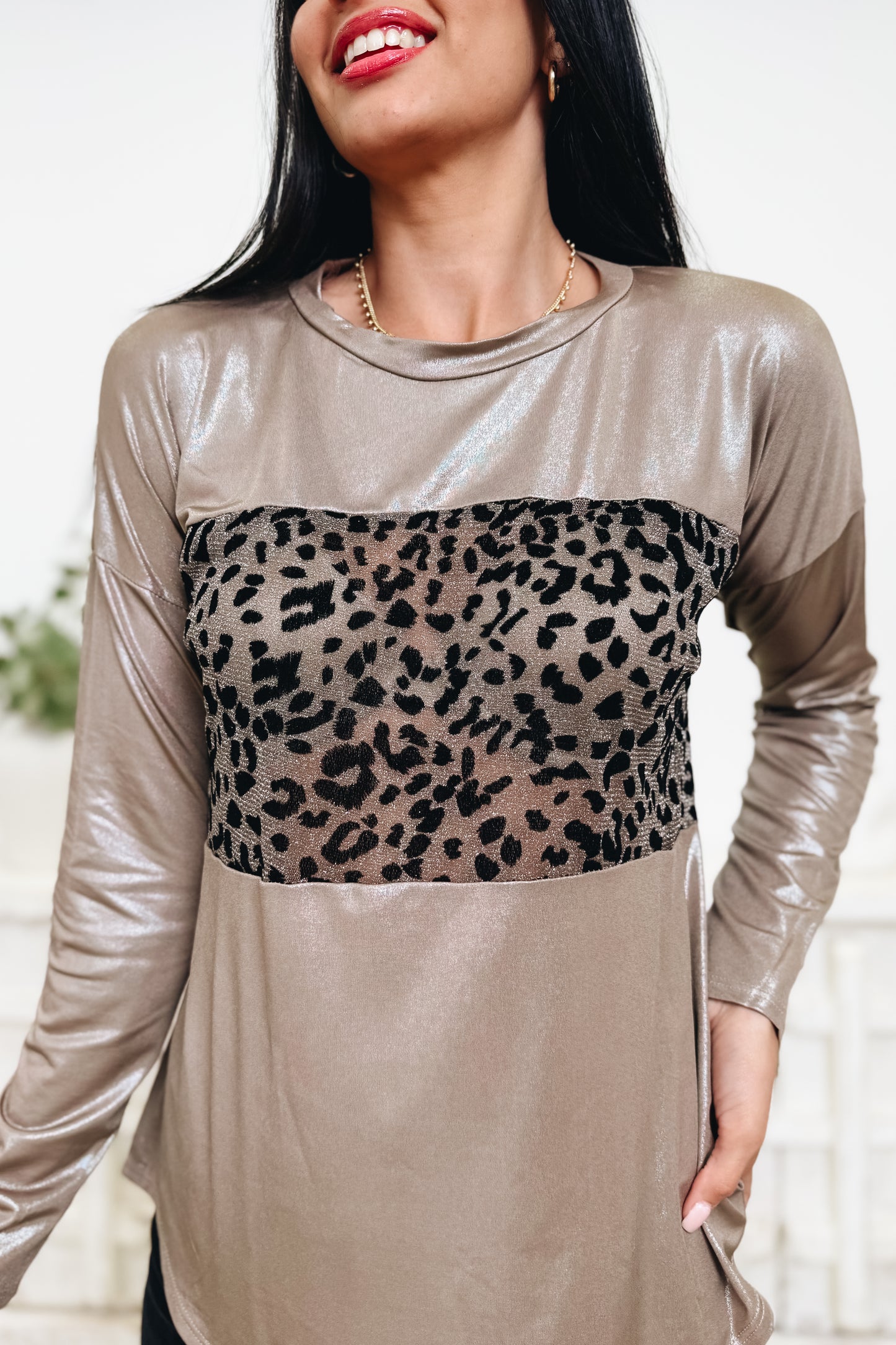 Shimmering Ferocity Leopard Top - 2 Colors!