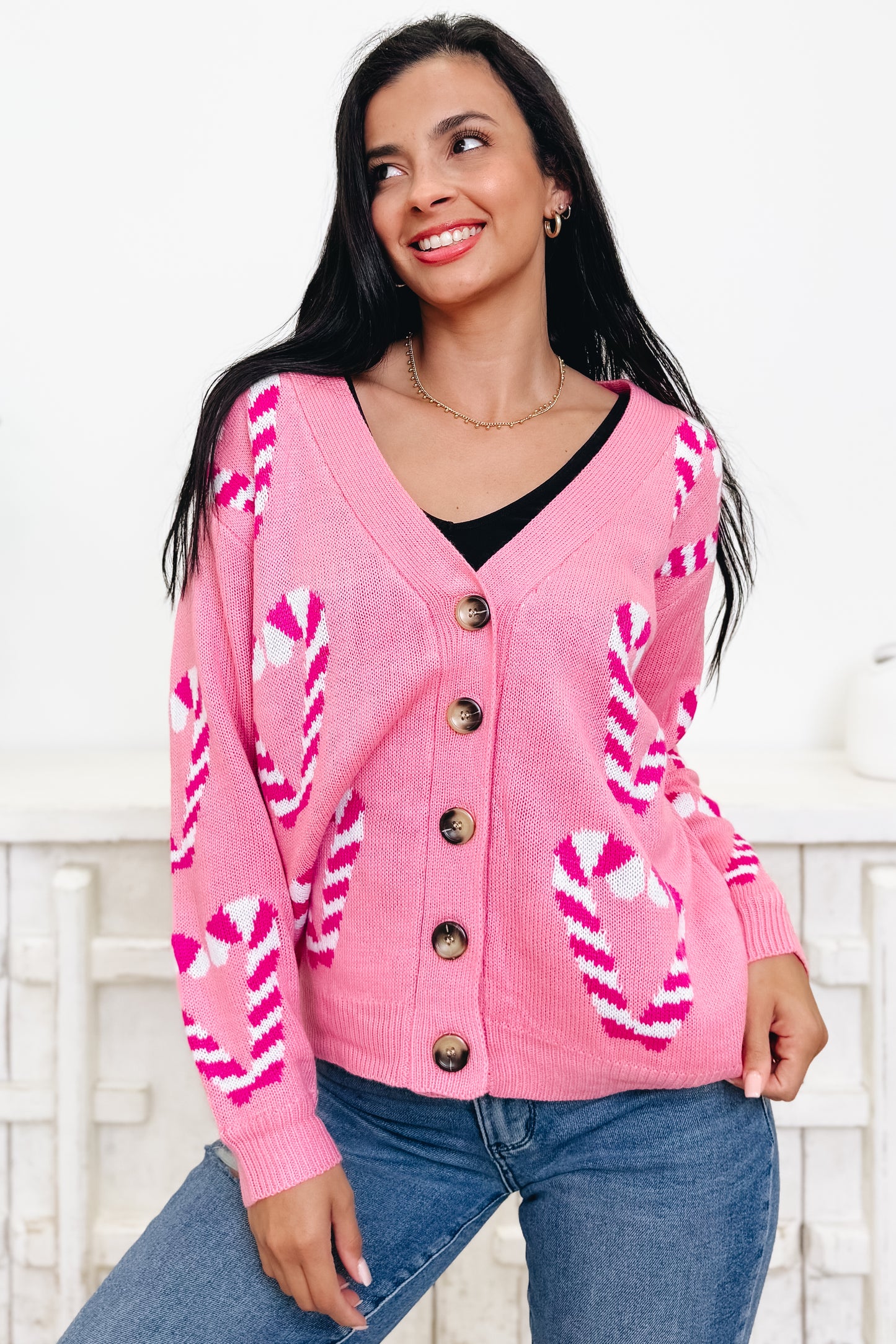 No Shame In Candy Cane Sweater Cardigan