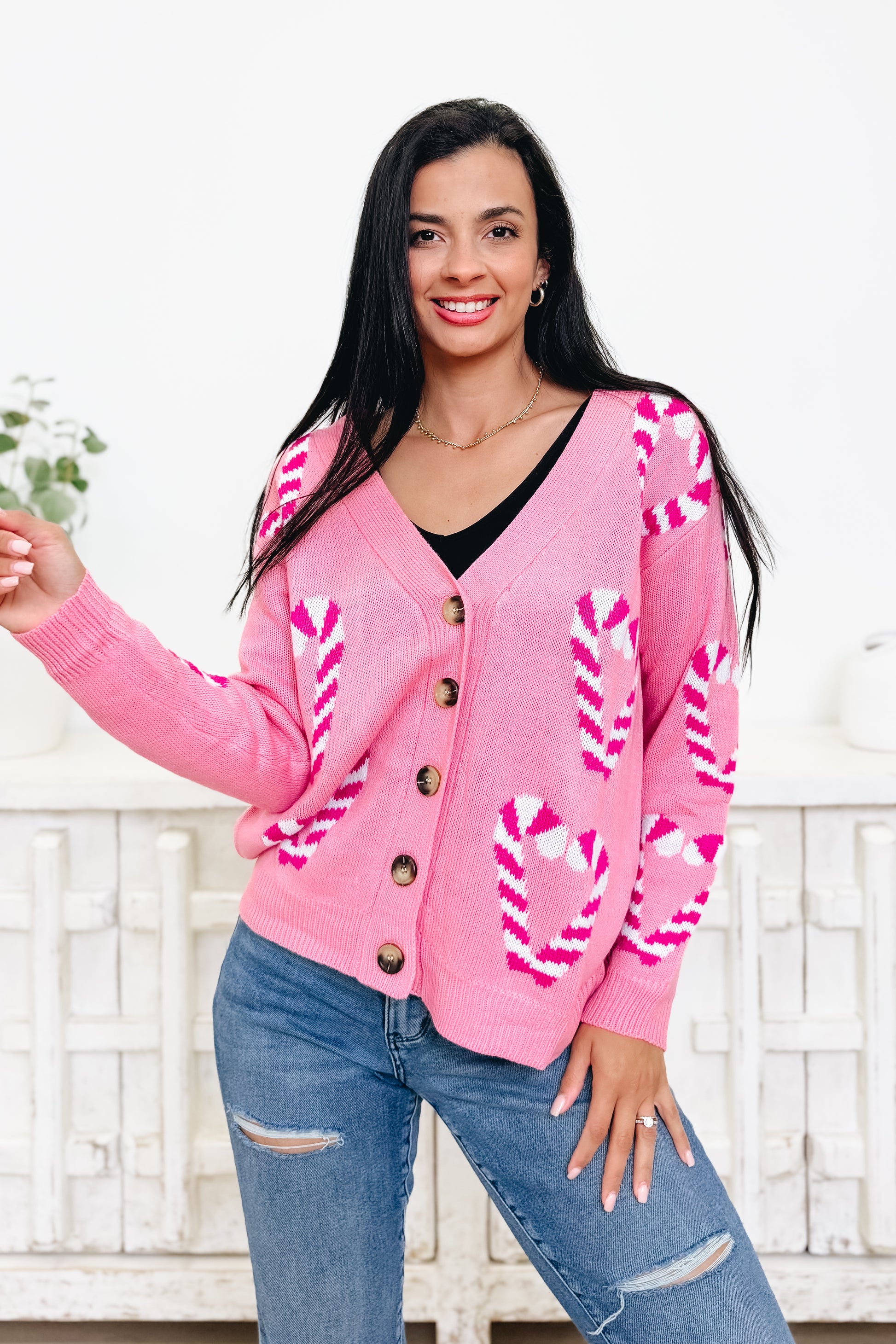 No Shame In Candy Cane Sweater Cardigan