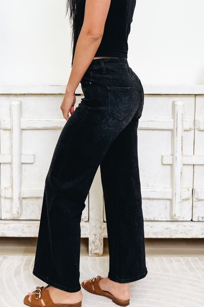 Daisy Delight Wide Leg Jeans - Black Denim