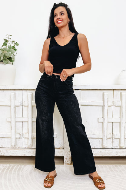 Daisy Delight Wide Leg Jeans - Black Denim