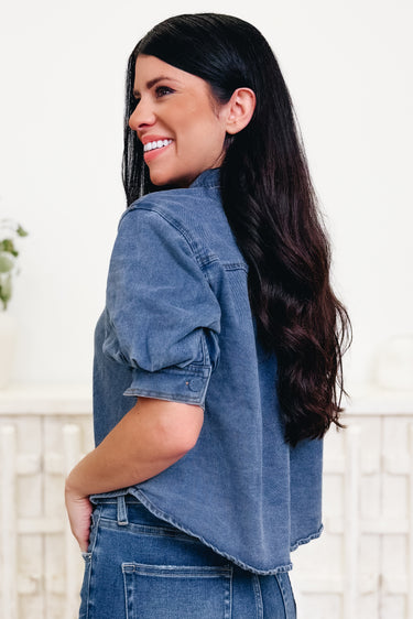 No Hesitation Denim Button Down Top