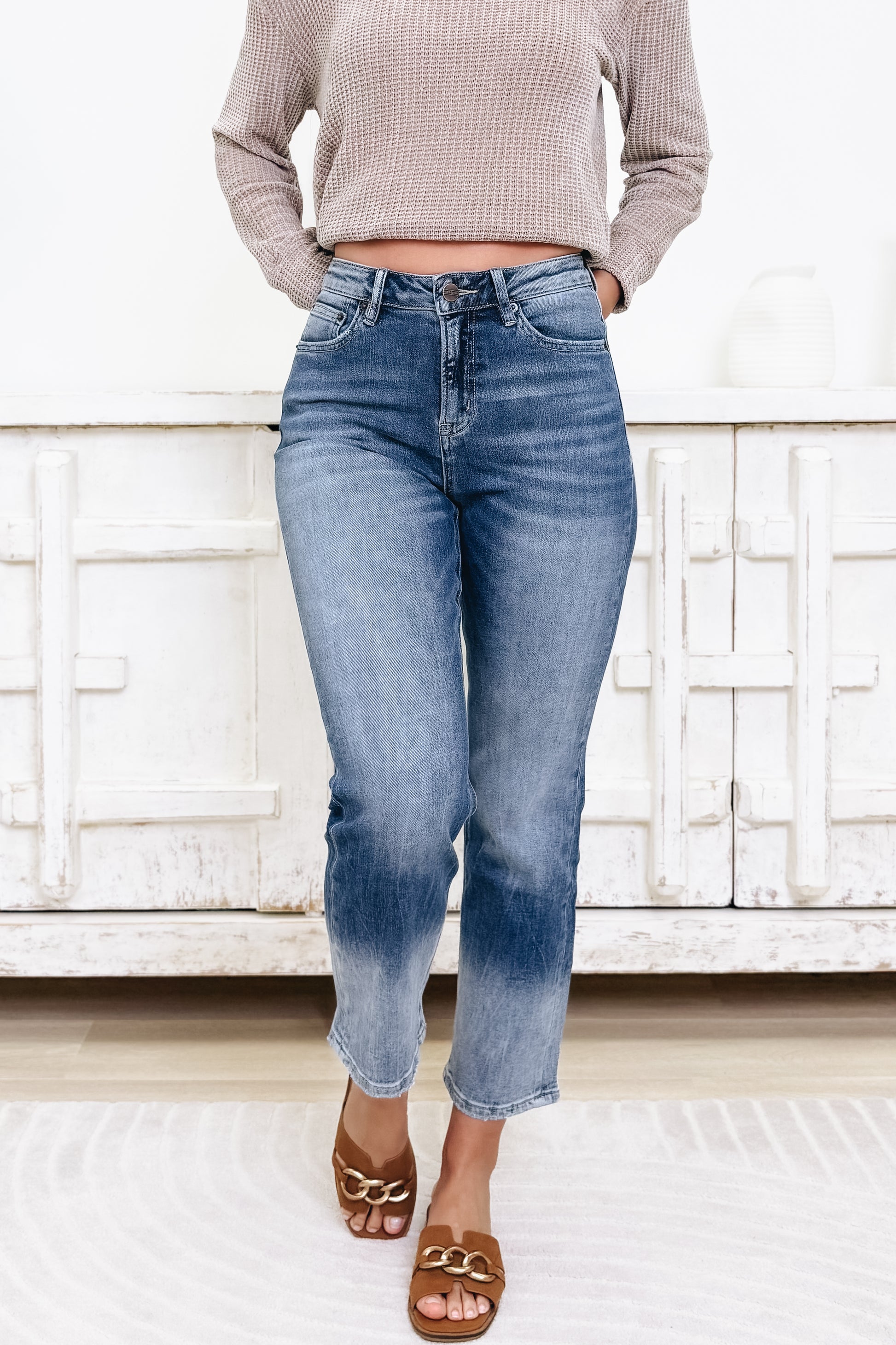 Faded Love By Mica - High Rise Relaxed Straight Jeans Vintage Fun