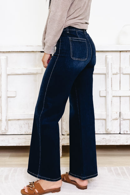Trend Setter By Anniewear - High Rise Flare Jeans - Dark Denim