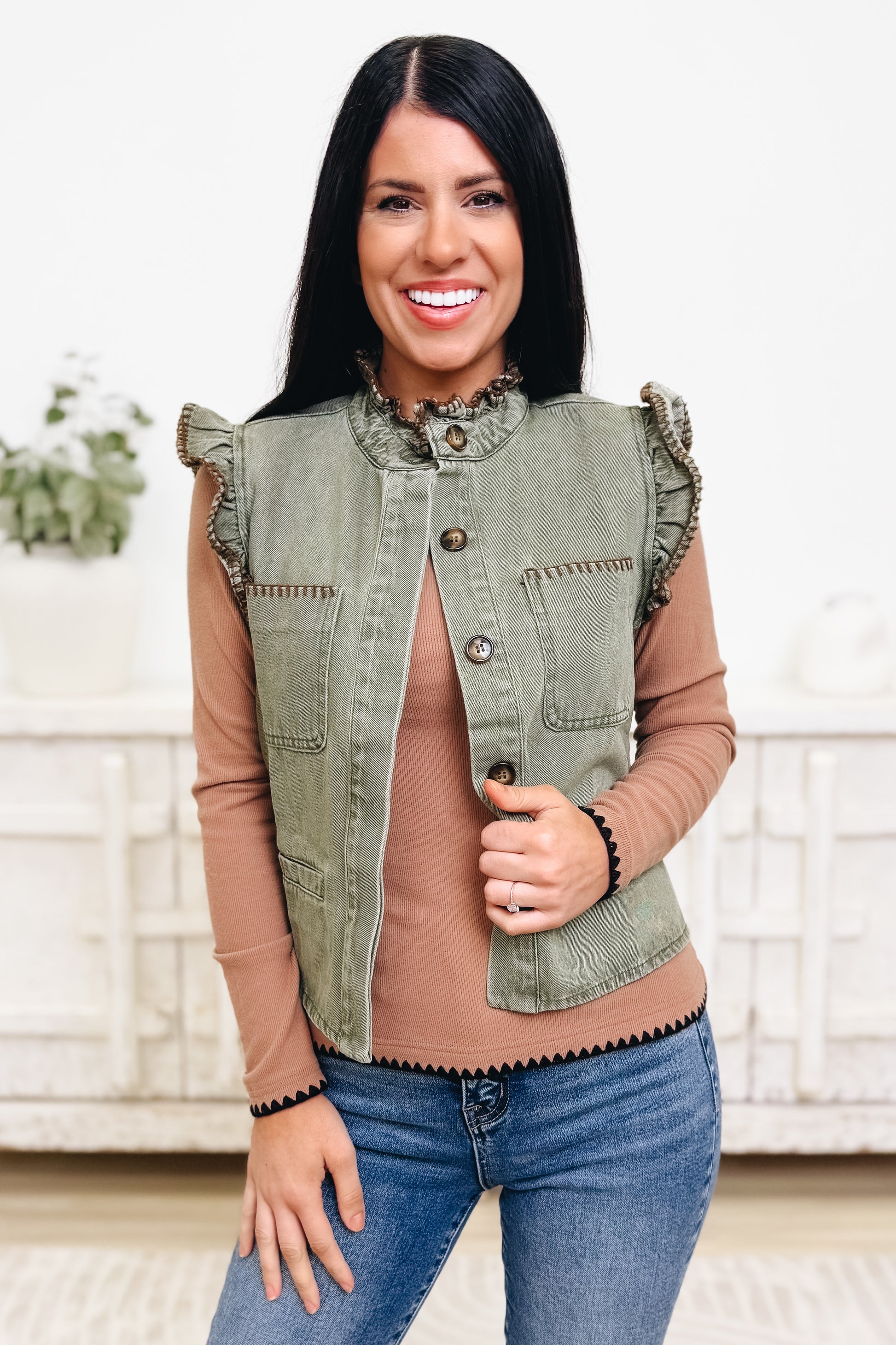 Flirty In Fringe Ruffle Vest