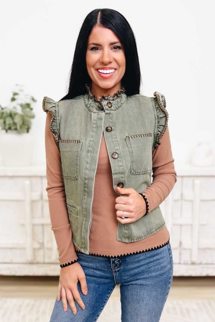 Flirty In Fringe Ruffle Vest
