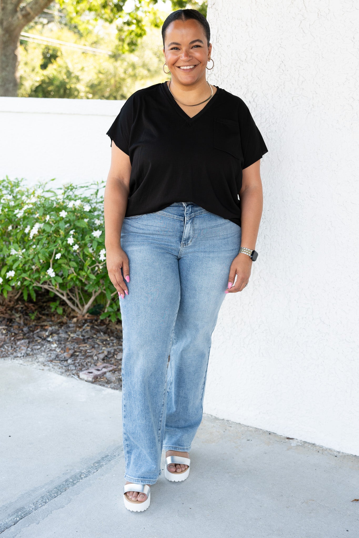 Judy Blue Wild Cherry High Rise Retro Wide Leg Jeans