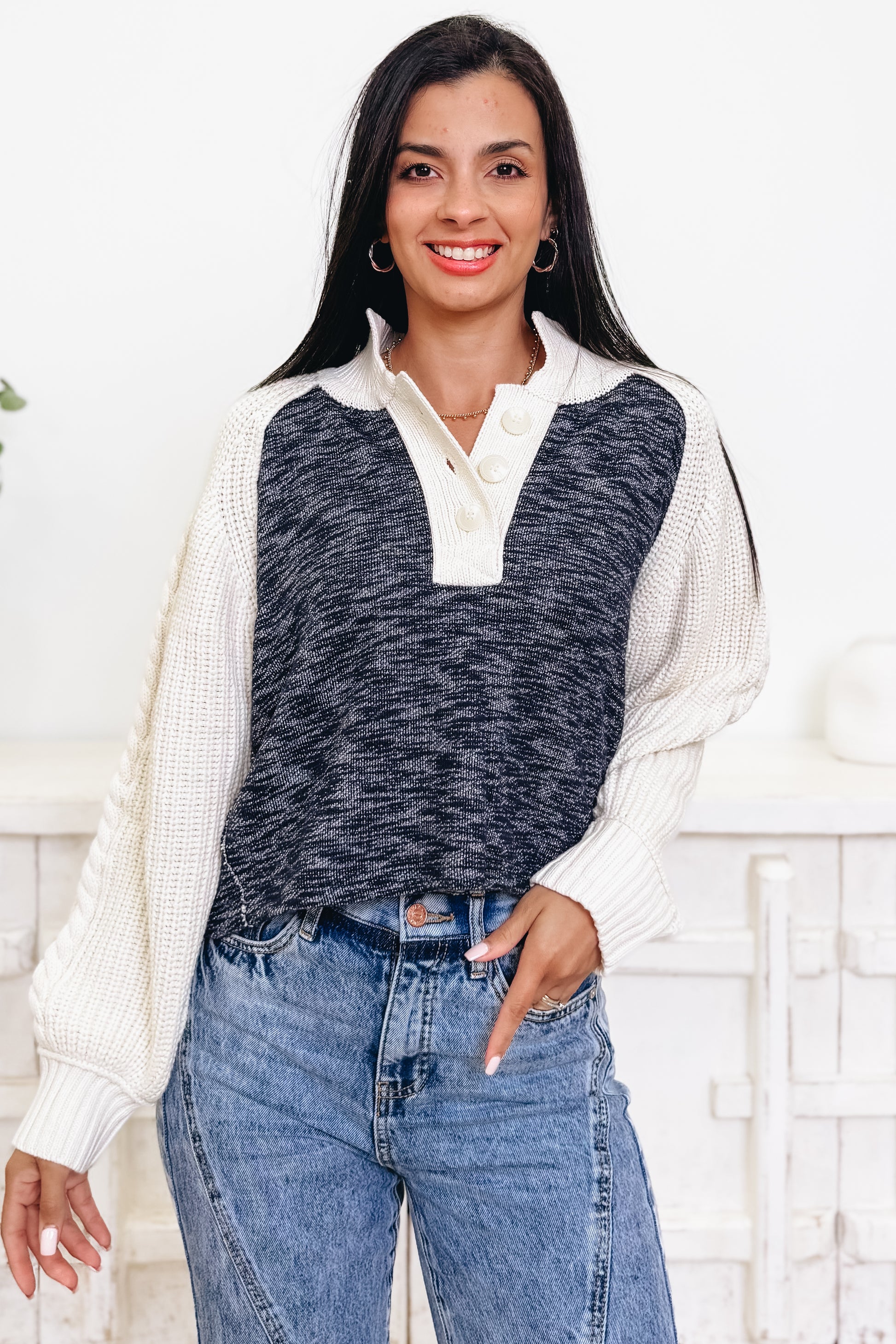 Mixing It Up Collared Sweater