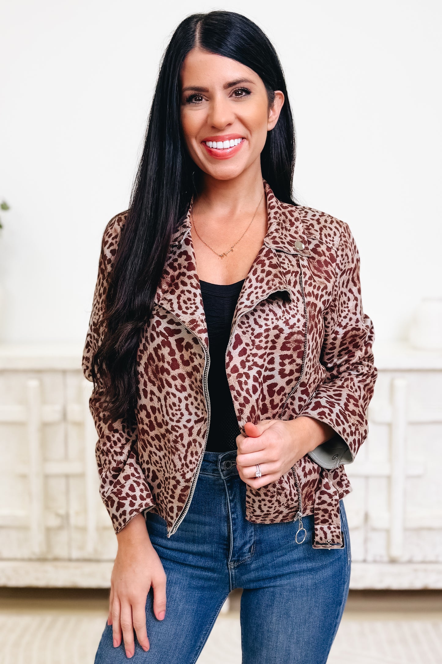 Run Wild Leopard Moto Jacket - Mint Mocha Leopard