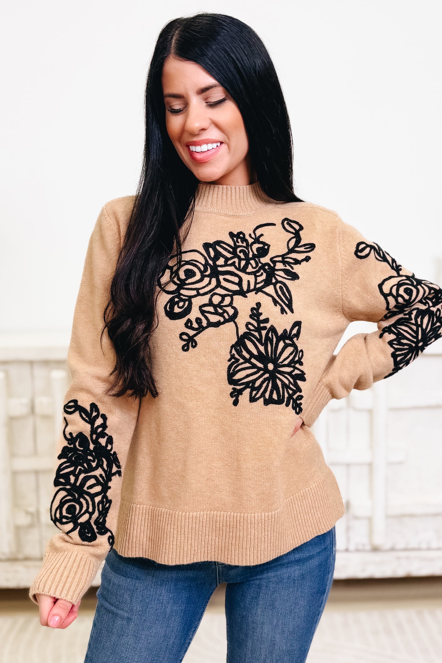 Glam & Grid Floral Sweater