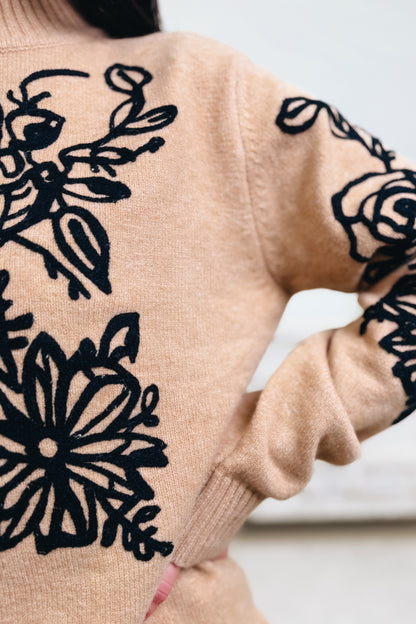 Glam & Grid Floral Sweater
