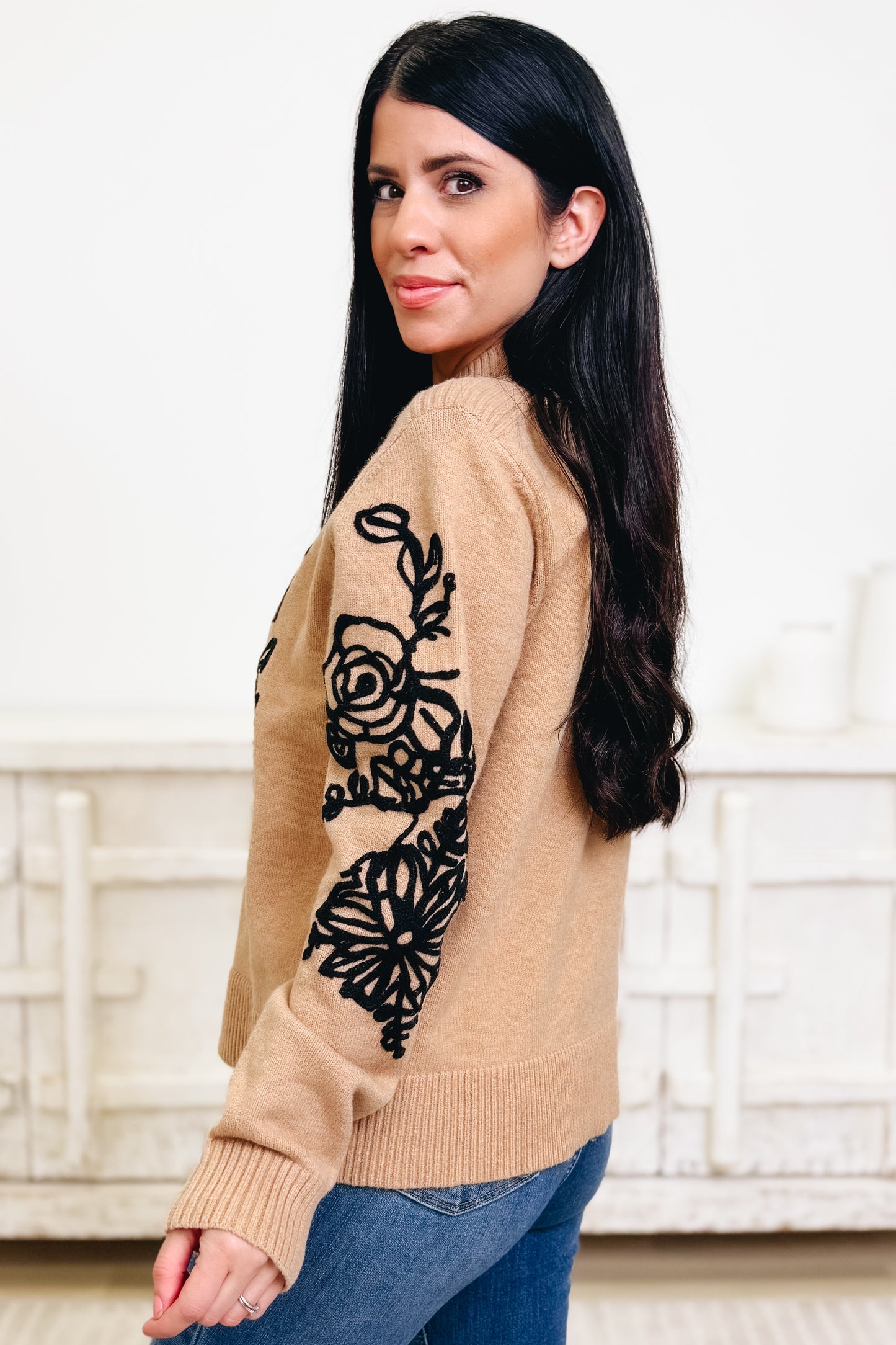 Glam & Grid Floral Sweater