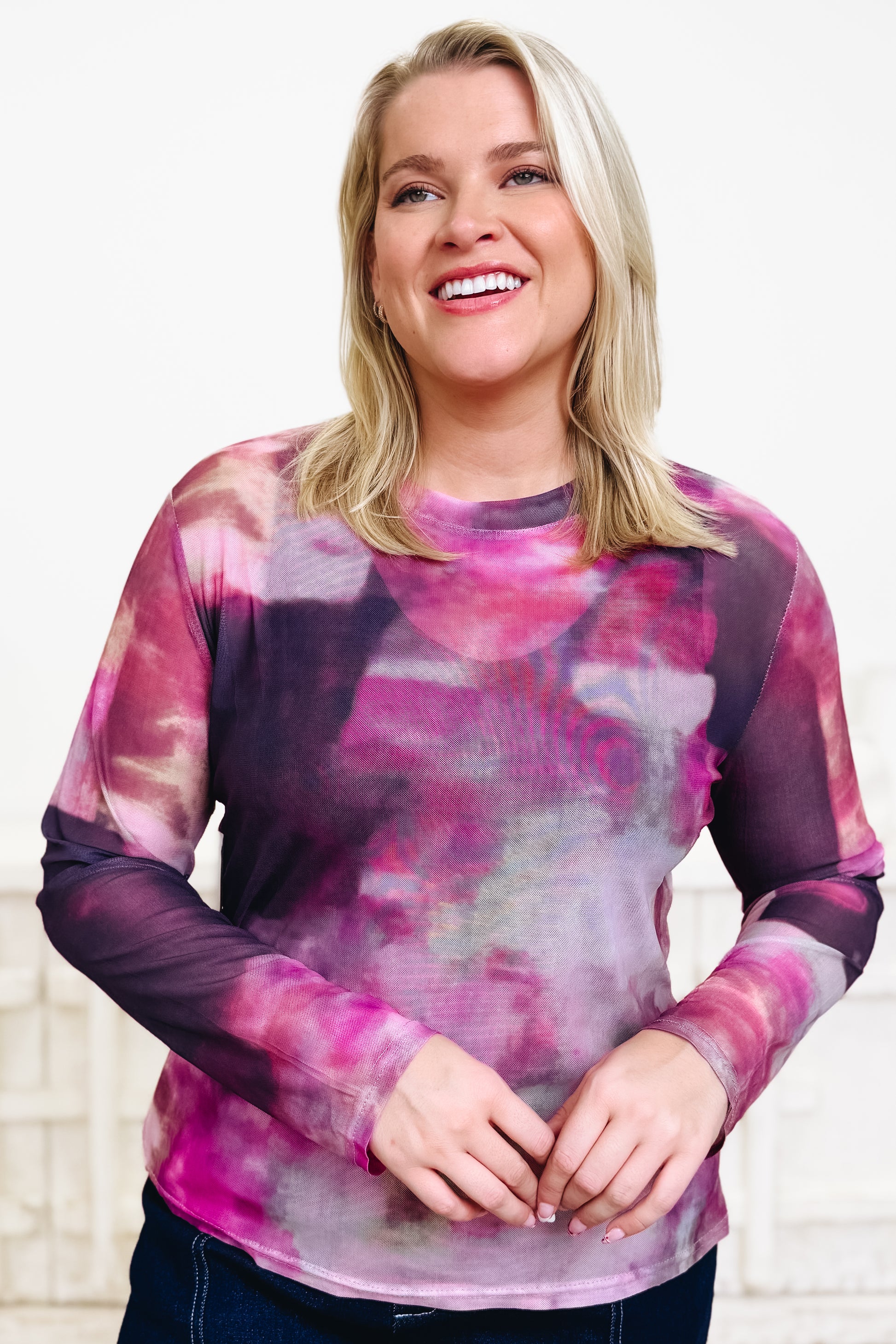 Like Art Work Mesh Top - 2 Colors!