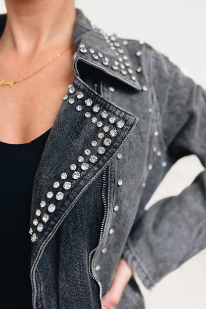Sweet Shine Denim Jacket - Black Denim