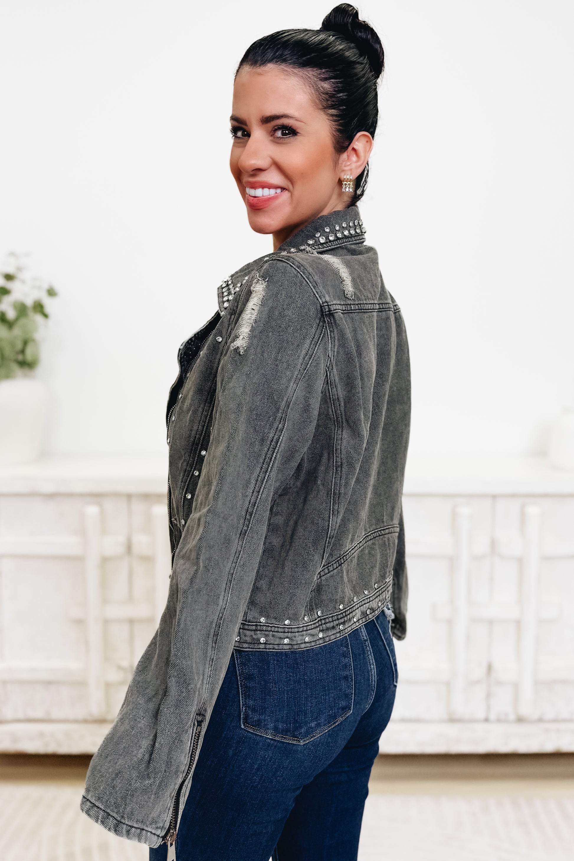 Sweet Shine Denim Jacket - Black Denim