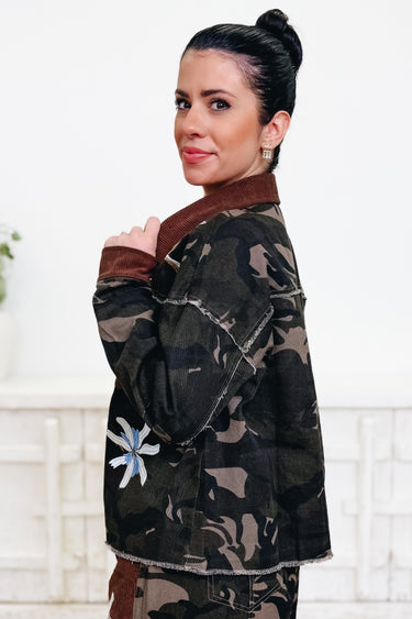 Bloom & Battle Camo Corduroy Floral Jacket