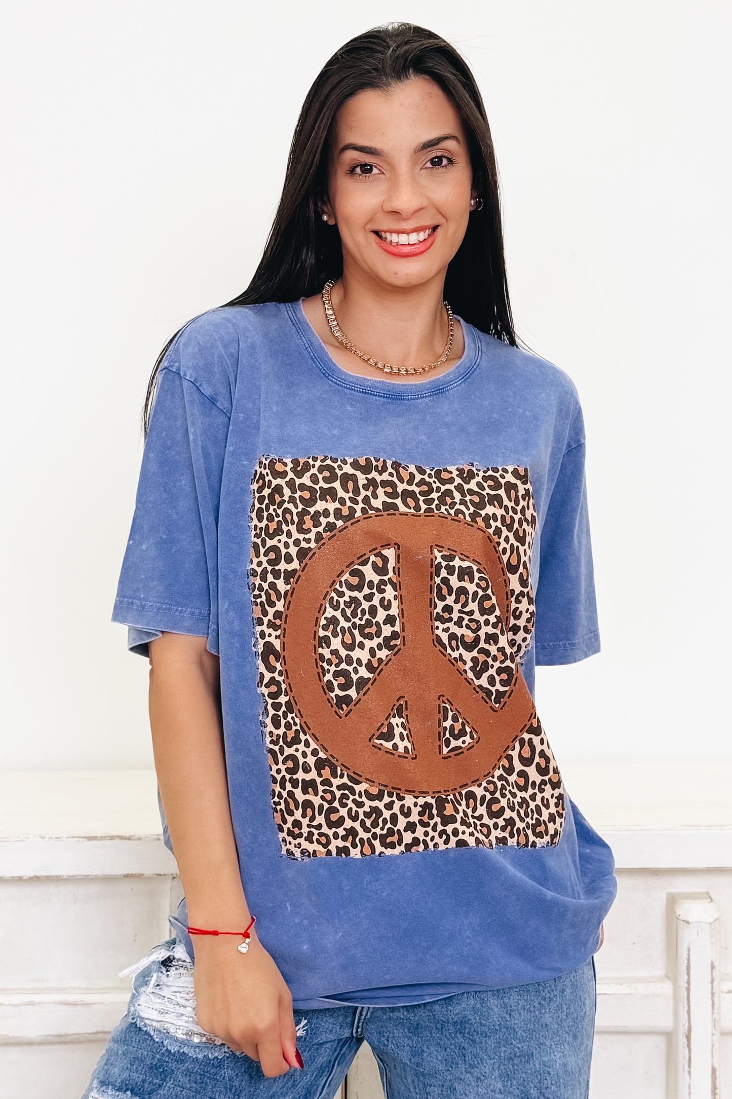 Peace & Leopard Graphic Tee