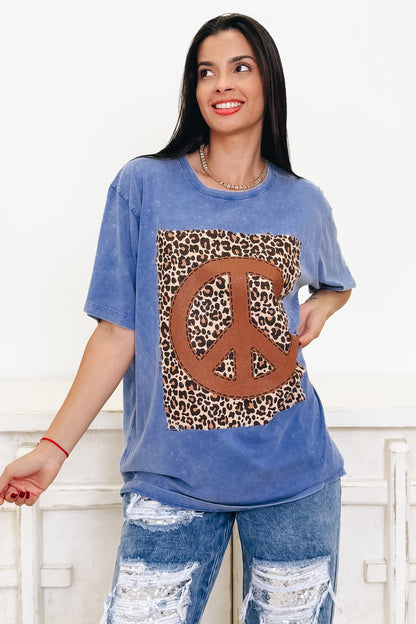 Peace & Leopard Graphic Tee