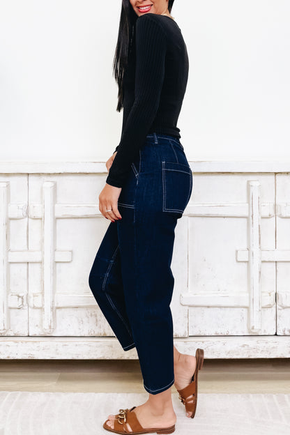 Cool Intentions By Mica - High Rise Barrel Leg Jeans