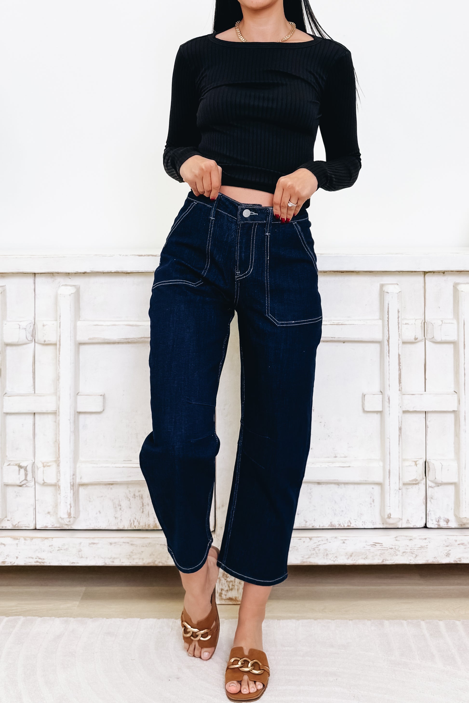 Cool Intentions By Mica - High Rise Barrel Leg Jeans