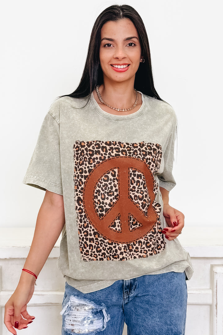 Peace & Leopard Graphic Tee