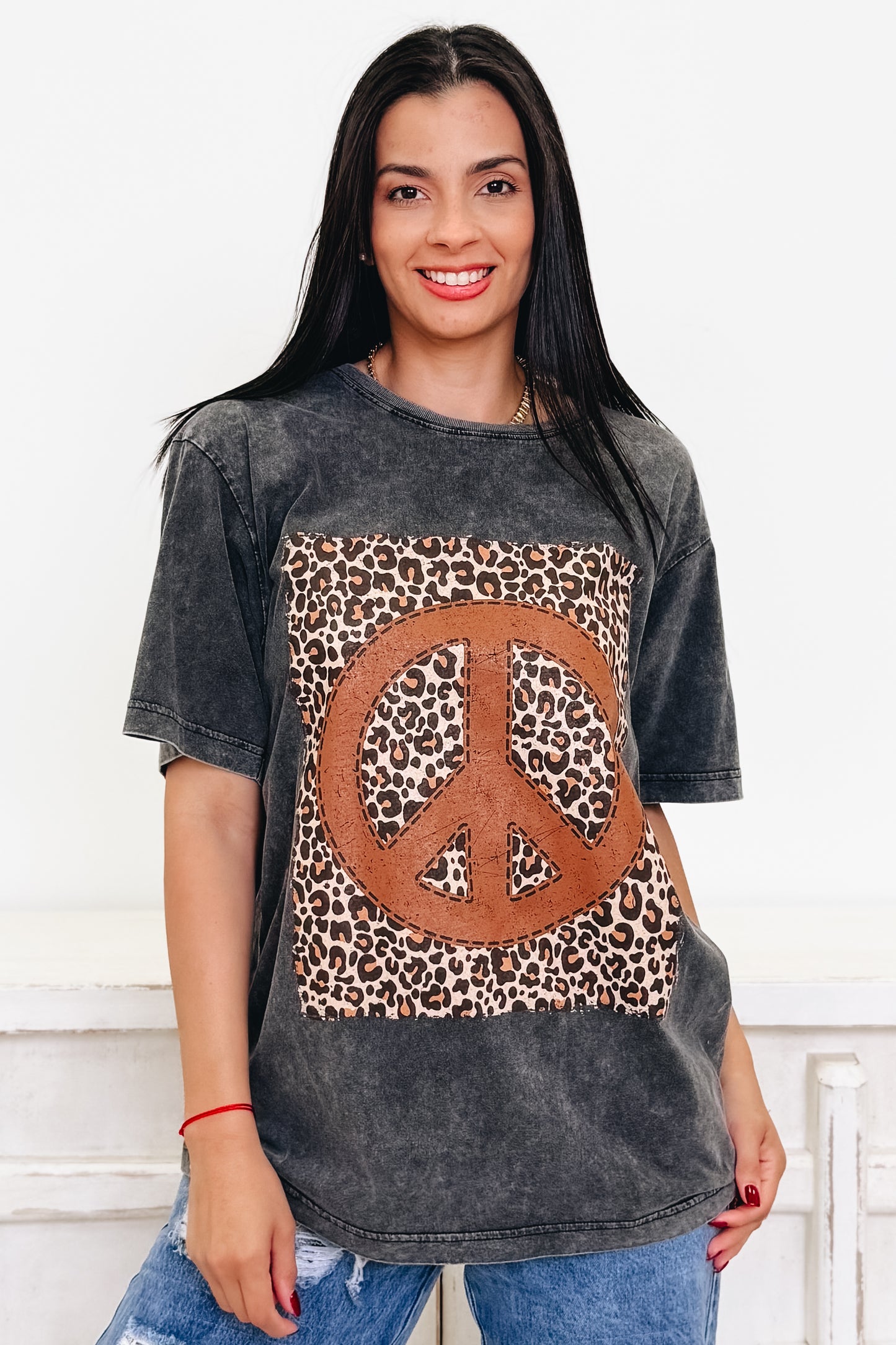 Peace & Leopard Graphic Tee