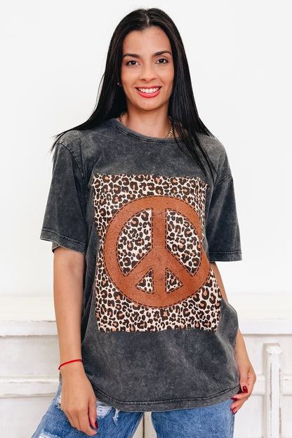Peace & Leopard Graphic Tee