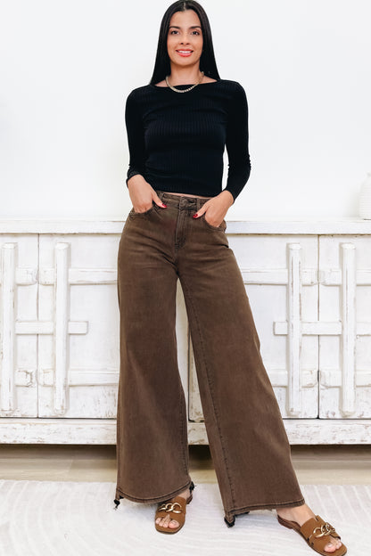 Warm & Wild By Mica - High Rise Wide Leg Vintage Jeans - Antique Bronze
