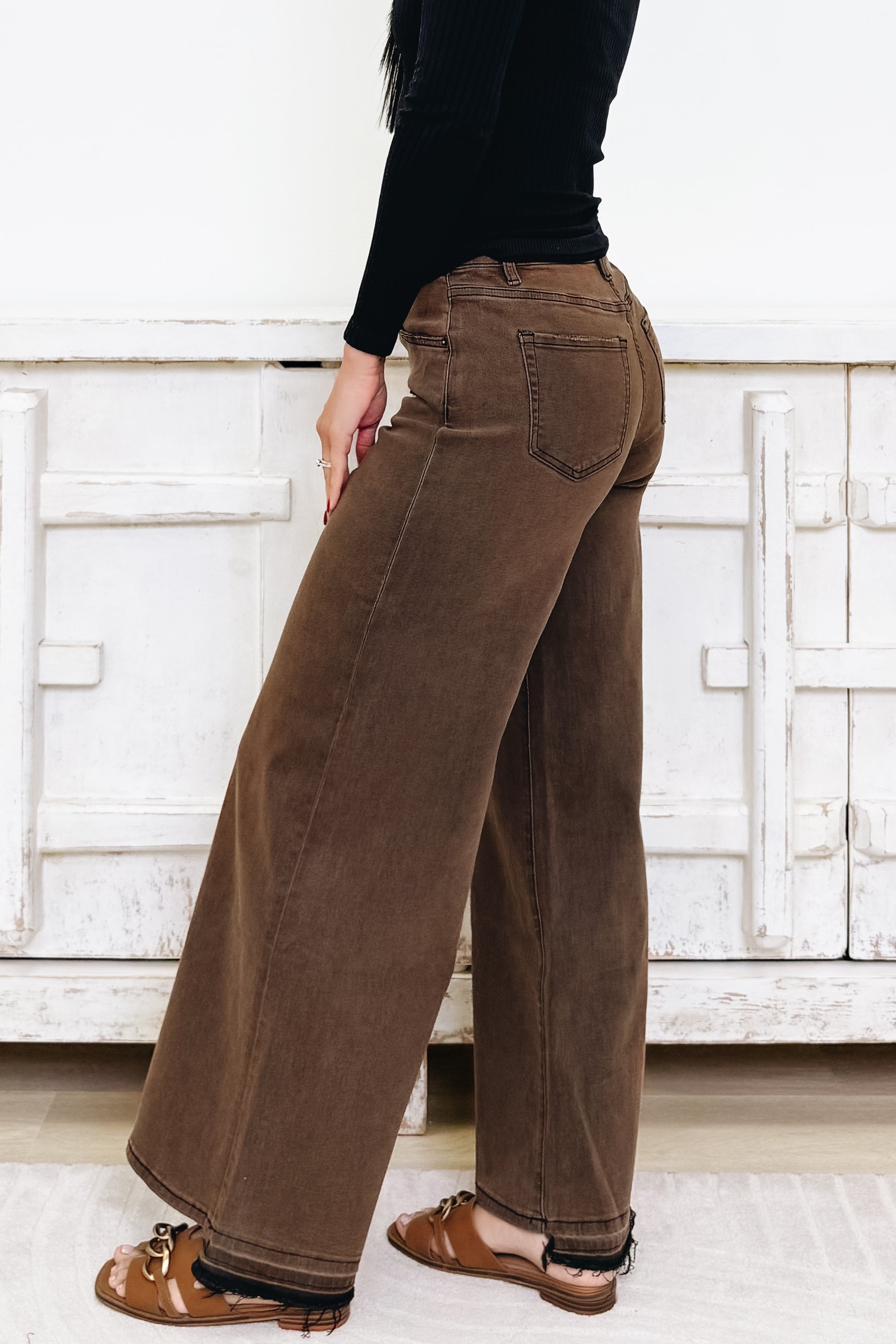 Warm & Wild By Mica - High Rise Wide Leg Vintage Jeans - Antique Bronze